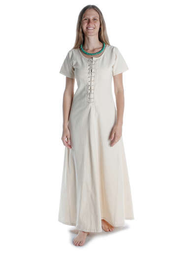 Mittelalter Kleid Nereja in Beige Frontansicht