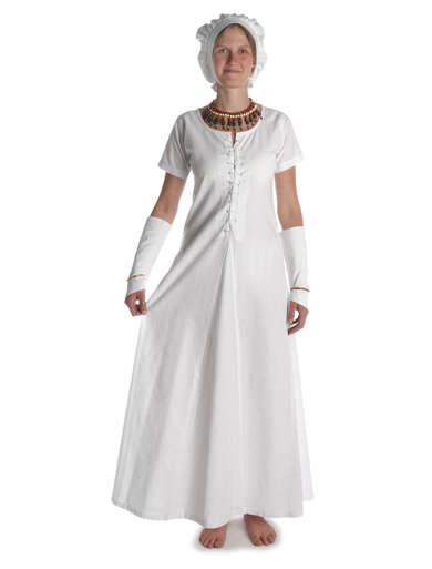 Mittelalter Kleid Nereja in Weiß Frontansicht