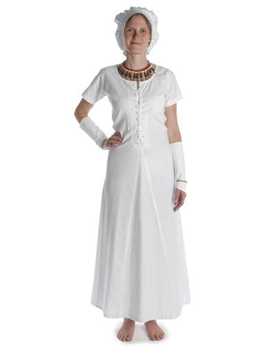 Mittelalter Kleid Nereja in Weiß Frontansicht 2