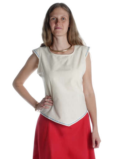 Mittelalter Bluse Neifile in Beige Frontansicht